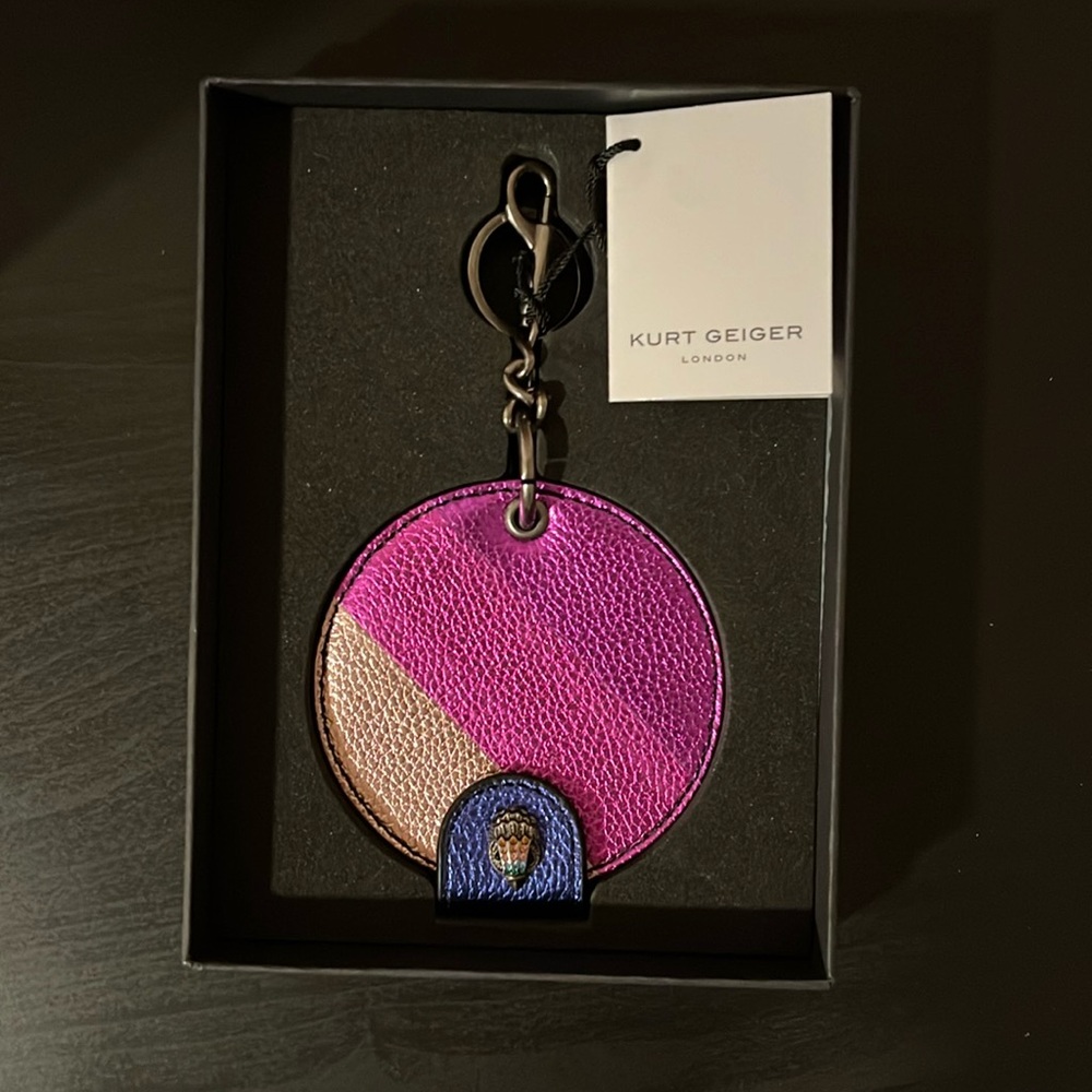 Kurt Geiger Leather Mirror Key Charm Ring ❤️NEW❤️